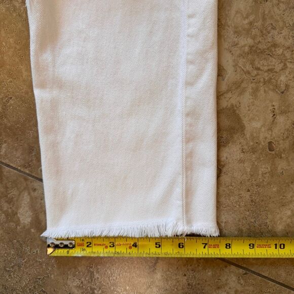 Re/Done 70s Stove Pipe Jeans Womens 27 White Distressed Denim Cropped Raw Hem - Picture 15 of 15